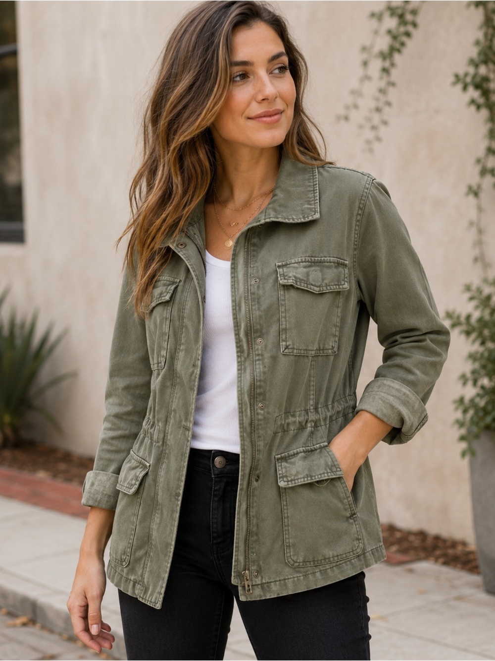 Ecote Utility Jacket Women’s S Olive Green Military Field Jacket Cotton Safari